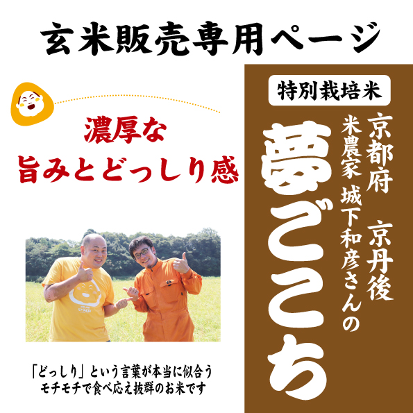 【玄米専用ページ】7年産 京都府京丹後 米農家城下 夢ごこち（特別栽培米）